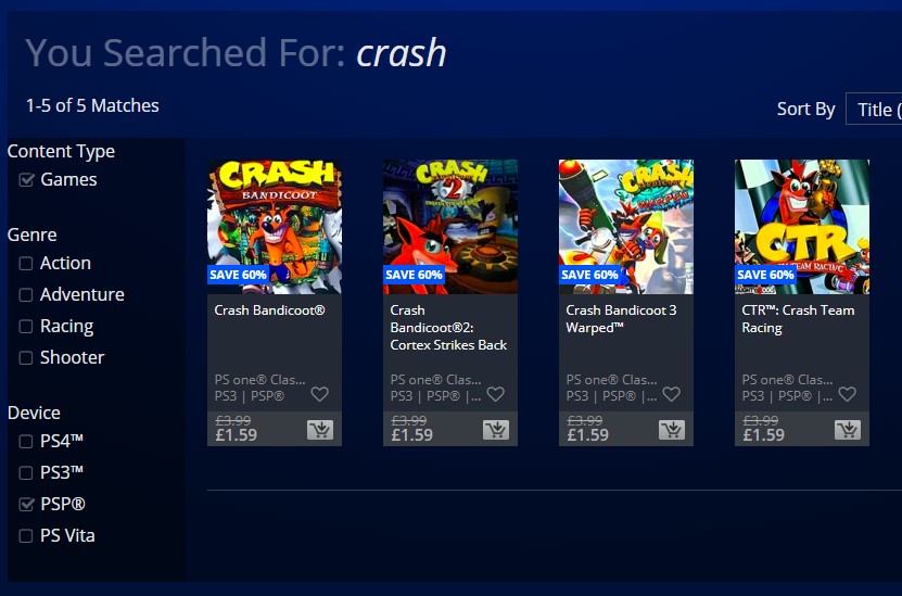 playstation store classic games
