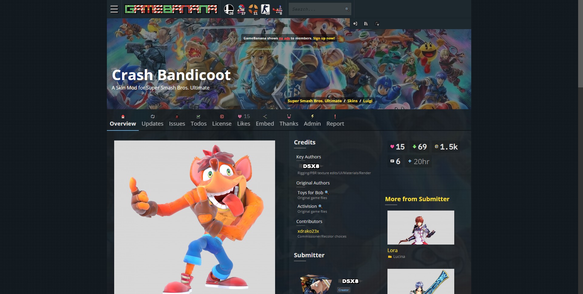 LINKED] Demonslayerx8: Crash Bandicoot (#Crash4 Style) Skin Mod for Super  Smash Bros. Ultimate – Crashy News